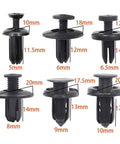 Huge 120 To 240 Piece Car Trim Rivet Kit With Nylon Bumper Clips That Hold Firm And Secure Plastic Panels, Dash Trims And Grilles Like A Boss Without Falling Out On The Road. assorted nylon car trim rivets with size measurements