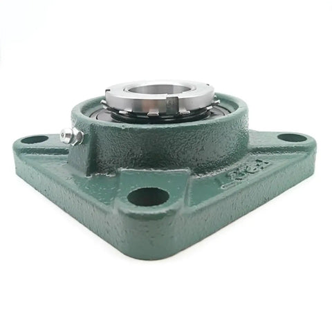 Heavy Duty Cast Iron 4 Bolt Flange Bearing Unit Compatible With UKF207 H2307 UK207 F207 Models For Industrial Machine Repair, green housing