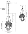 Black Glass Pendant Light For Kitchen Island Lighting And Dining Room, Farmhouse Vintage Ceiling Fixture diagram with measurements