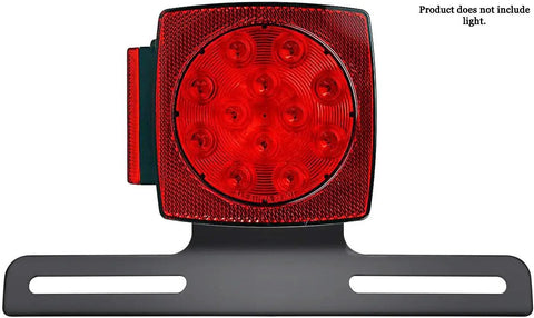 Heavy Duty License Plate Holder Bracket With Light Mount for Trailers Trucks Cars and Some Motorcycles, front view with red light
