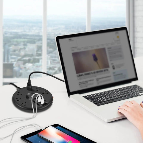 Power Strip With Six Outlets And Three USB Ports, Six And A Half Foot Long Flat Plug Cord, Surge Protector With Overload Protection