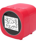 AI Sticker Printer With Voice Activated Label Maker And Thermal Printing Tech For Scrapbooking in red, displaying a dog graphic.