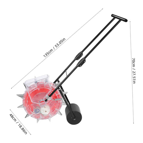 Manual Seeder And Fertilizer Spreader Tool For Lawn Care No Back Bending Ergonomic Hand Push Garden Roller with measurements