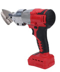 Fockety Cordless Metal Shear With 360 Rotating Head And LED Light for cutting thin metals, featuring a robust red and black design.