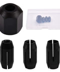 CN1 Replacement Collet And Nut Kit For Spiral Saw And Drywall Cut Out Tools Includes One Eighth Inch Five Thirty Second Inch And One Quarter Inch Collets Plus Nut With Storage Case For All RotoZip Tools A Must Have, featuring collets and nut in a clear storage case