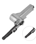Top Shelf Pneumatic Belt Sander With Retractable Trigger, close-up view showcasing ultra-thin pressure plate for precise finishing.