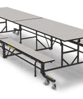 Mobile School Cafeteria Table With Bench, 12-Foot Rectangle Lunchroom Table On Wheels, Heavy-Duty Folding Design
