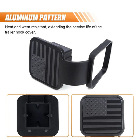 American Flag Trailer Hitch Cover 2 Inch Receiver Plug Cap Dust Proof Rubber Cap For Cars Trucks SUVs Universal Fit Black 1 Piece