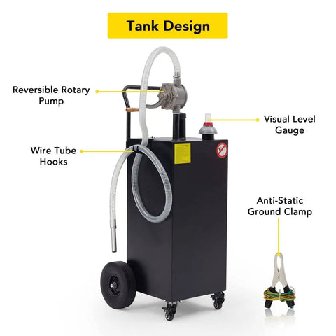 40 Gallon Portable Diesel Fuel Caddy With Manual Transfer Pump Easy Pour Four Wheel Tank Great For Cars Mowers ATVs Boats