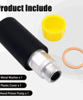 Beefed Up DT466E And DT530E Primer Pump Kit For Heavy Duty Diesels Compatible With Caterpillar Komatsu Mack Mercedes Benz John Deere 4430 Hino Volvo Deutz Toyota Navistar Replaces 2447010038 2447222126 1824946C2 showing components including a metal washer, plastic cover, and hand primer pump