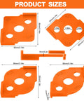 Four Pack Router Corner Radius Templates Set With ABS Hard Jig Guides For Woodworking, Includes Radii R5 R10 R15 R20 R25 R30 R35 R40, Orange Finish