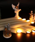 Ivory Flameless Taper Candles With Timer 6 Pack Battery Operated LED Flickering 3D Flame Real Wax Candles with holiday figurines