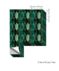 Holographic Emerald Art Deco Peel And Stick Backsplash Tiles Self Adhesive PVC Wall Tiles shown with hex pattern