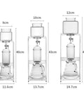 Smooth Sippin Cold Brew Drip Coffee Maker With Stainless Filter And Adjustable Flow, displaying height and dimensions.