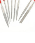 Eight Piece Diamond Files Set With Plastic Handles, Pro Grade, Includes Square, Round, Triangular And Pointed Flat Files, 4mm Shank