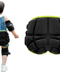 Kids Protective Butt Pad For Extreme Sports Hip Pad For Skating Roller Hockey And Snowboarding Adjustable Youth Shorts Black