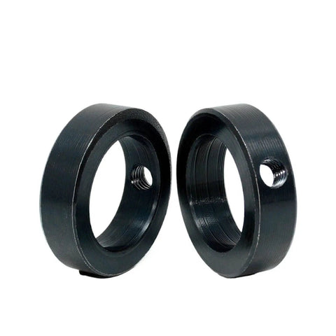 Professional Grade Fixed Ring Set Screw Shaft Collar Carbon Steel Anodized Split Clamp Design High Durability Zero Slippage On Shafts Under Heavy Load Ensuring Maximum Stability Where Tight Fittings Ensure Reliability And Safety Daily black metal set-screw shaft collars