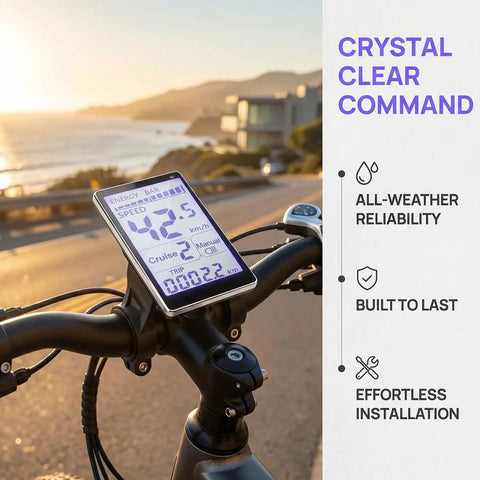 M5 LCD E Bike Display 5 Pin 24V 36V 48V 60V For 31.8Mm And 22.2Mm Ebike Panels, Rugged ABS Bike Computer Meter, E Scooter Screen, Ride Ready Durable E Bike Dashboard Gauge For Power, Speed And Battery