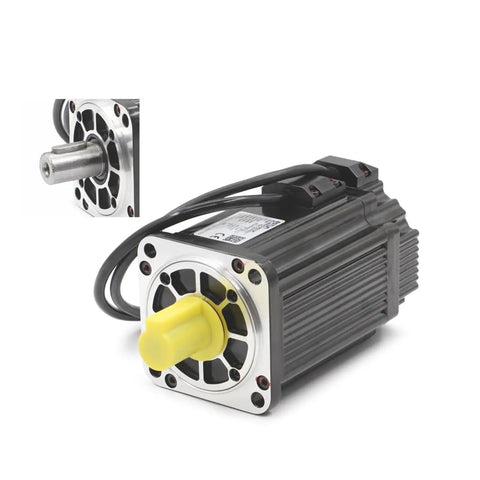 Bulletproof AC Servo Motor Drive Kit 0.75 kW 2.39 Nm Torque 4 Amp 3000 RPM 220V With 10 Meter Cable shown from an angle highlighting the yellow end.