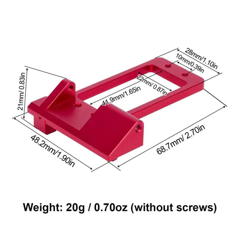 Aluminum Front Axle Servo Mount For AR45P Portal, Low Center Of Gravity, One Tenth RC Crawler Upgrade For SCX10 III, dimensions shown