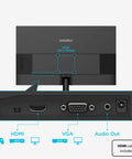 Back view of 24 Inch Full HD Monitor With 100Hz VA Panel For Smooth, Crisp Visuals And Dope Color, 4000 To 1 Contrast, HDMI and VGA ports