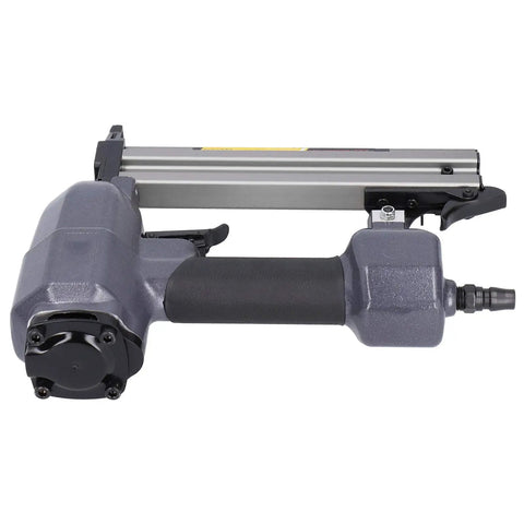 Heavy Duty Pneumatic Brad Nailer Built For Low Air Draw And Zero Jamming Issues For Breakneck Nailing Speed On Woodworking And Home Reno Projects You Will Love, side view with grip.