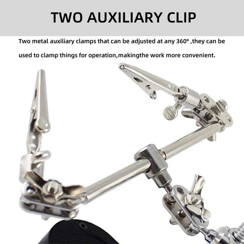 Soldering Station Magnifier With Led Light 3.5X And 12X Magnifying Glass, Auxiliary Clips And Alligator Clamp for precise work