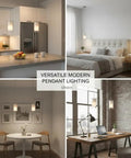 Dual Glass Pendant Lights 2 Pack With Brushed Nickel Finish Adjustable Hanging Fixtures in kitchen, bedroom, dining, and office