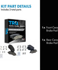Front And Rear Ceramic Brake Pad Set For Mitsubishi Outlander Sport 2013 To 2024 And Outlander 2017 To 2019 packaging and contents