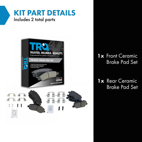 Front And Rear Ceramic Brake Pad Set For Mitsubishi Outlander Sport 2013 To 2024 And Outlander 2017 To 2019 packaging and contents