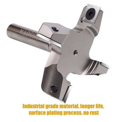 Pro Series Four Wing CNC Spoilboard Surfacing Router Bit Three Inch Cutting Diameter With One Half Inch Shank For Woodworking Milling Carbide Tipped Replaceable Blade Flat Slab Surface Tool