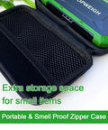 Dual Powered Pocket Scale With Zipper Case, Precise 500g x 0.01g Jewelry and Coin Scale, open case with storage space.