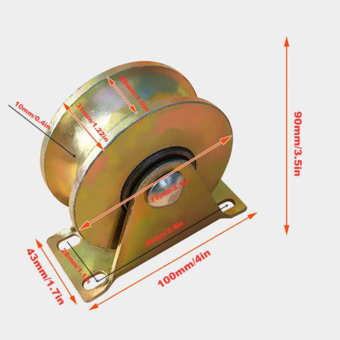 Beefy Heavy Duty U Groove Track Wheel With Bracket For Sliding Gates And Barn Doors 80mm Wheel 45 Steel Double Bearing Roller