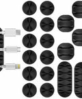 18 Pack Black Adhesive Cable Clips Organizer Set For Desk Nightstand And Office Single Double And Five Slot Wire Management Clips
