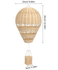 Rattan Woven Hot Air Balloon Wall Decor For Kids Room, beige woven, handcrafted rattan, 34 cm tall, cute nursery ornament.