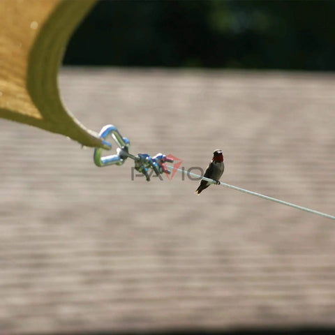 Three Sixteenth Inch Stainless Steel Wire Rope Cable Kit, Thirty Feet Long With Eight Coated Clamps for shade sail setup.