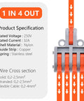 10 Pack Lever Wire Connectors For Quick DIY Wiring, 1 Inch 4 Output Terminal Block, compact design with specifications label