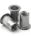 Heavy Duty 20 Pieces Flat Head Threaded Insert Rivet Nuts Zinc Plated Iron For Steel And ABS Rust Proof High Strength Non Deforming Threads Ideal For Automotive Furniture Decoration Industrial Projects And Metal Sheet Applications, 3-piece view