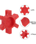 Red L075 jaw coupling insert, urethane solid type for L-jaw couplings, 4 pieces.