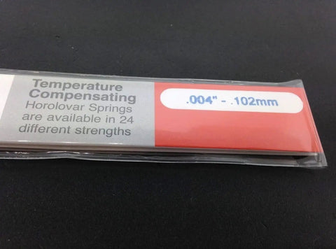 Packaging of 400 Day Anniversary Clock Suspension Spring Wire Set.0040 Inch Thick, Horolovar Style, displaying thickness range