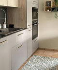 Modern kitchen with Antique Brass Knurled Cabinet Pulls 6 Pack 5 Inch Length With Deep Textured Knurl for Secure Grip in Cabinets