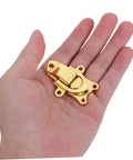 Chic 2 Pcs Antique Golden Zinc Alloy Toggle Lock Buckle For Wooden Jewelry Box And Tool Case With Classic Retro Latch Hardware in hand.