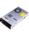 Built Different Ac Dc Power Supply 450 Watt 24 Volt 18.8 Amp Heavy Duty Industrial Driver With Ul Tuv Approval rear view with cooling fan and terminal connections.