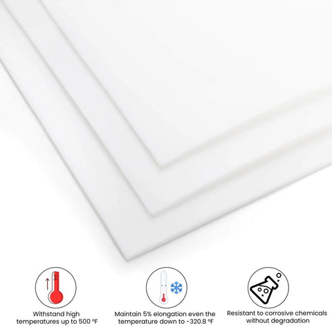 3 Pack White PTFE Teflon Sheets 12 x 6 Inches, One Sixteenth Inch Thick, Heat Resistant Nonstick Reusable Craft Boards