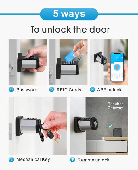 5 unlock methods for Deadbolt Smart Bluetooth Door Lock With Keyless Entry And Keypad, App Control, IC Card And Mechanical Key Backup