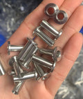 Topperfun Stainless Steel Wire Rope Protector Sleeves 50 Pack With Drill For Railing Kit Outdoor Indoor Prevent Wear And Damage Cable Guarding stainless sleeves in hand