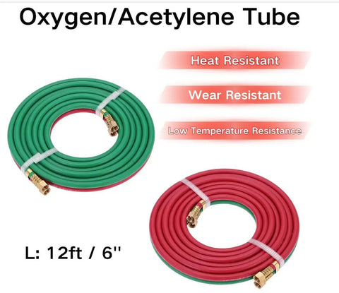 All in One Portable Oxy Acetylene Torch Kit for Welding and Cutting, Pro Grade Oxygen and Acetylene Tank Set with Dual Gauge Regulators, Hoses and Carry Tote, Perfect for Brazing, Heating, and Torch Work, 12ft hose set