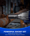 Close-up of a One Half Inch Drive Nut And Bolt Extractor Set With Twist Sockets for Stripped Lug Nuts and Rounded Bolts in use