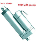 Solid Eight Inch Electric Linear Actuator Packs Two Hundred Millimeter Stroke And Nine Hundred Newton DC Push Power For Hassle Free Furniture Mods And Sweet Smooth Action Always, showing 8 inch stroke and encoder details.