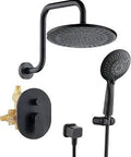 Shower Faucet System With Valve Included And Trim Kit, Double Handle Fixture, 9 Inch Rainfall Shower Head in oil-rubbed bronze finish
